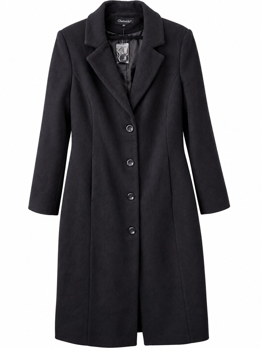 Chadwicks Black Wool Blend Long Coat Size 12P